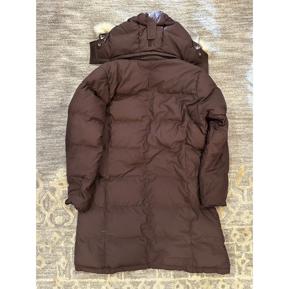 L.L.Bean Ultrawarm Down Coat 3/4 Length Brown Medium Down Puffer Fur Hood - Picture 6 of 7